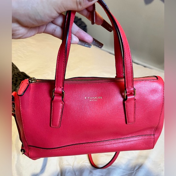 COACH SAFFIANO LEATHER MINI SATCHEL - Picture 1 of 9